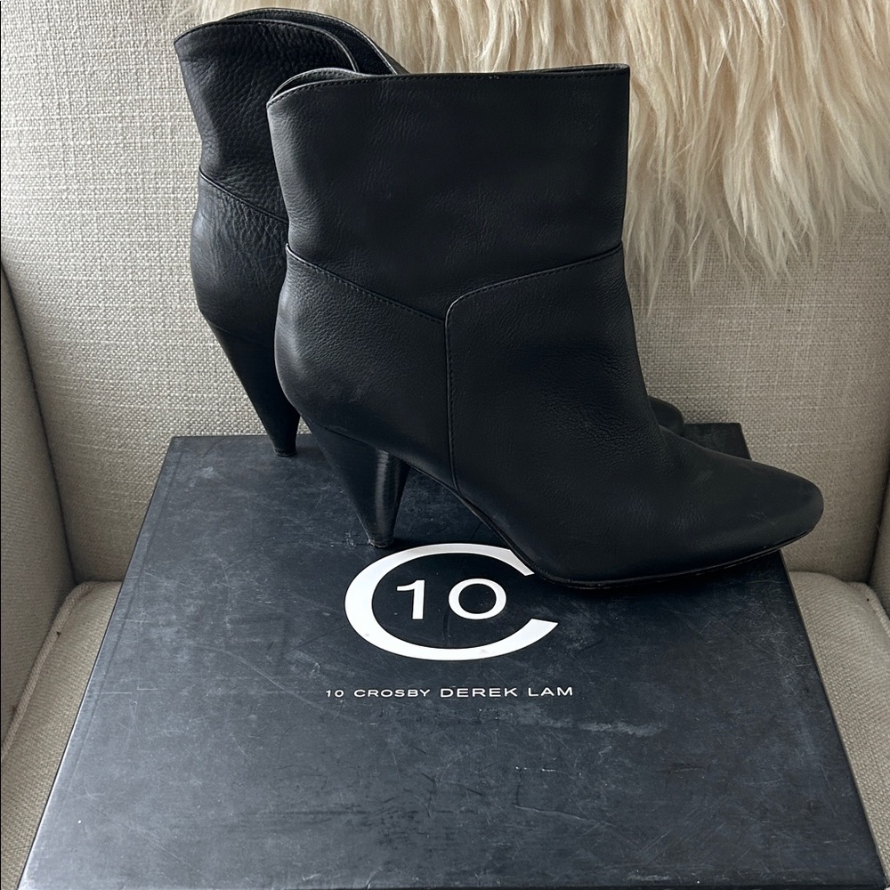 10 Crosby Derek Lam Sleek Black Heeled Boots